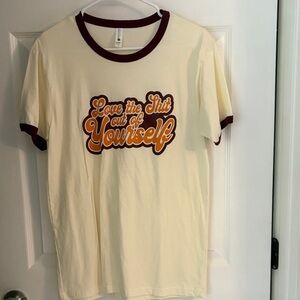 Cream 'Love Yourself' Graphic Ringer Tee